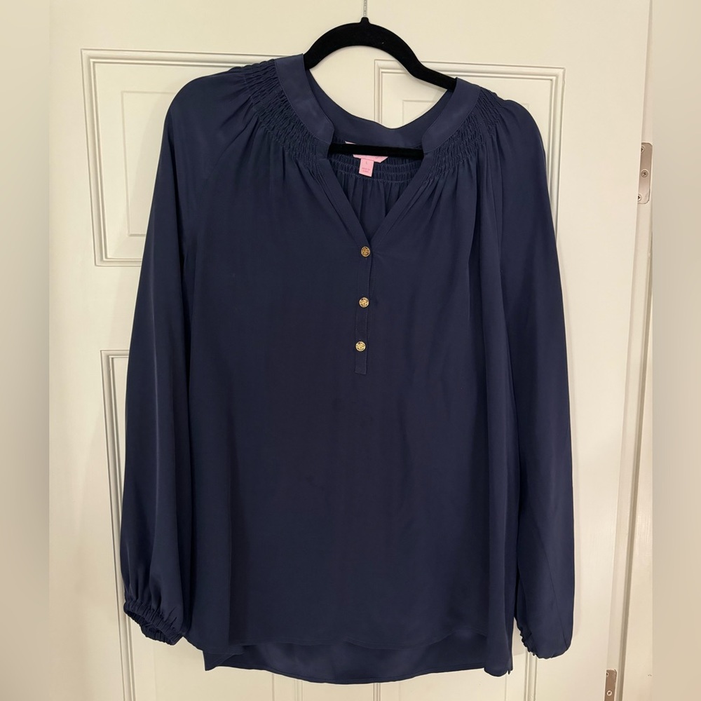 EUC Lilly Pulitzer Elsa Shirt Navy Large